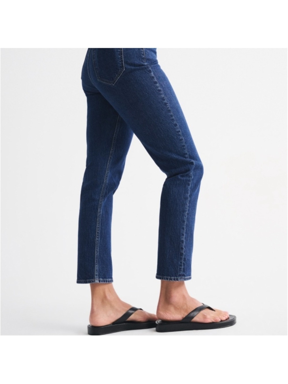 Abercrombie & Fitch Ankle on Straight Jeans in Dark Blue Denim - Picture 6 of 8